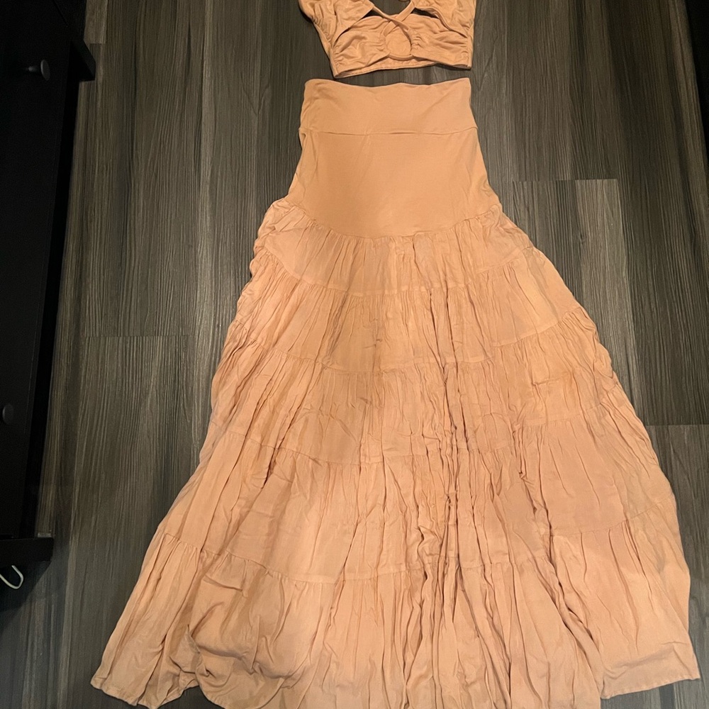 Peach halter top and skirt set